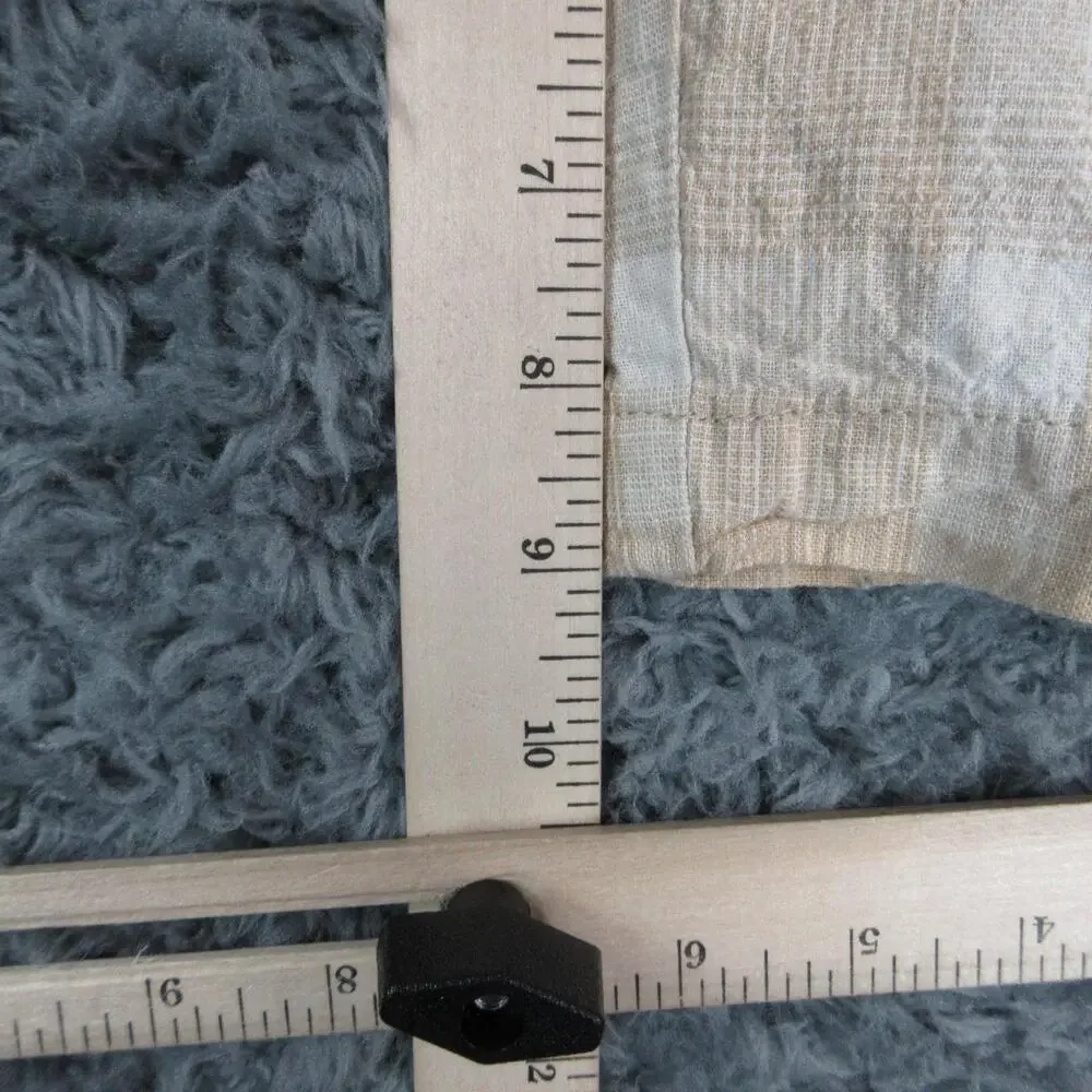 Tasso Elba Shorts Mens 34 Beige Plaid Linen Cotton Chino Pleated Casual 36x9*